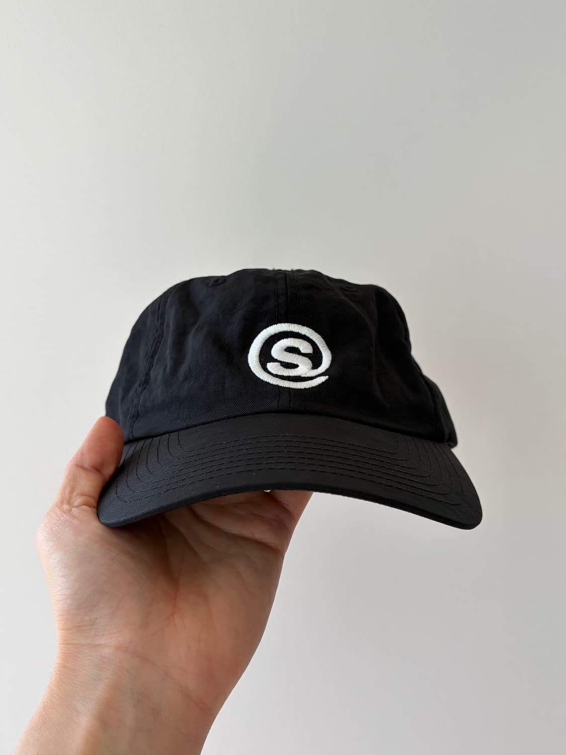 stussy 스투시 워시드 나일론 심볼 로우 프로 캡 블랙 상품이미지1