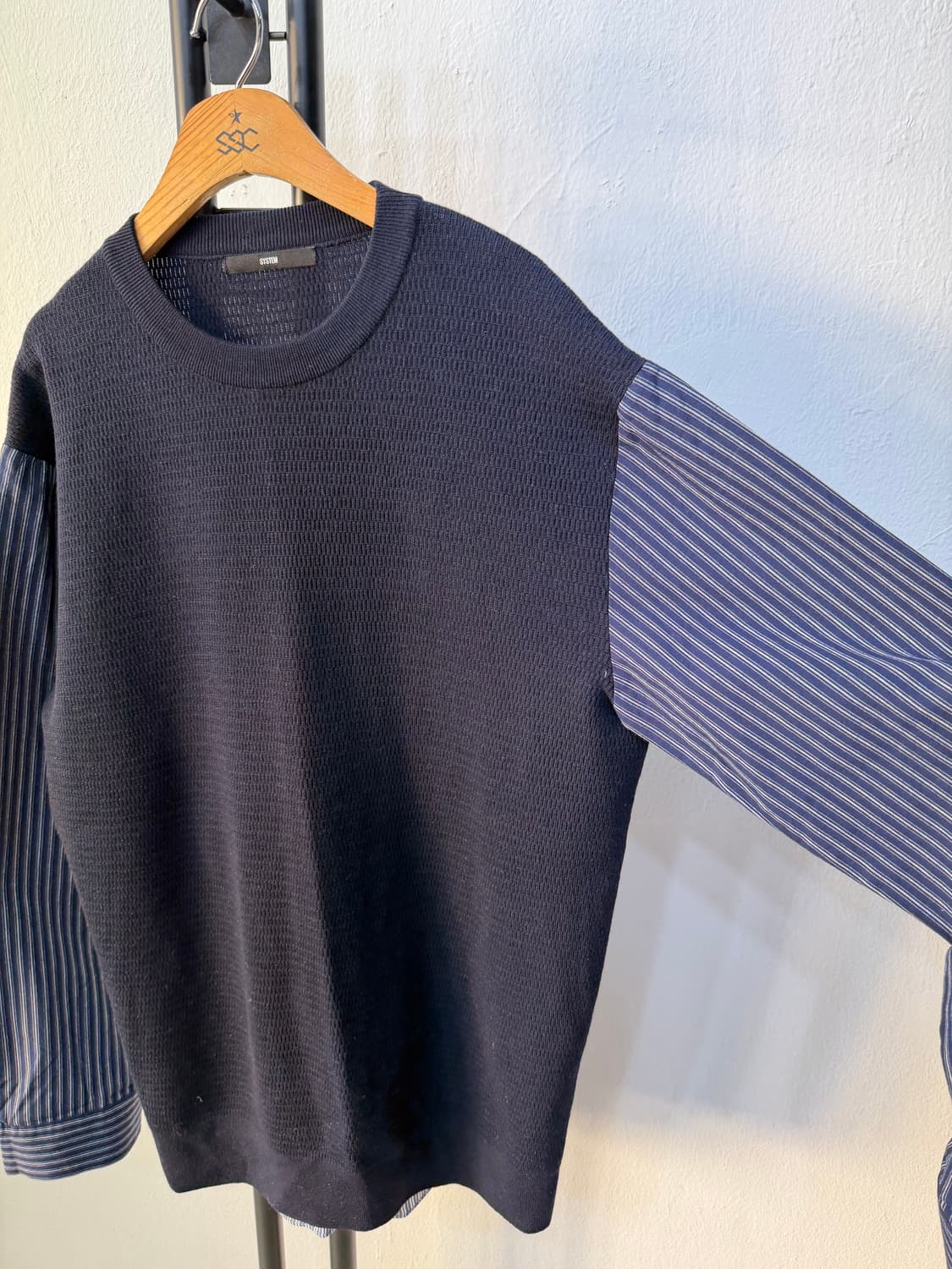 정품) 시스템옴므 한섬 스트라이프 니트 셔츠 95 상품이미지3