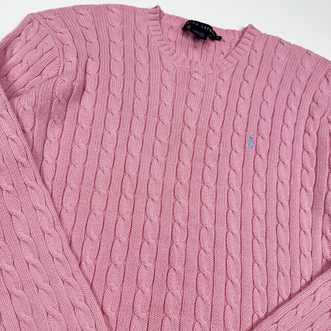 폴로 랄프로렌 빈티지 클래식 케이블 니트 핑크 여성XL 상품이미지3