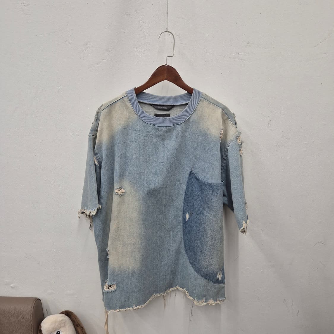 자라 맨 반팔 데님 맨투맨 M 상품이미지1