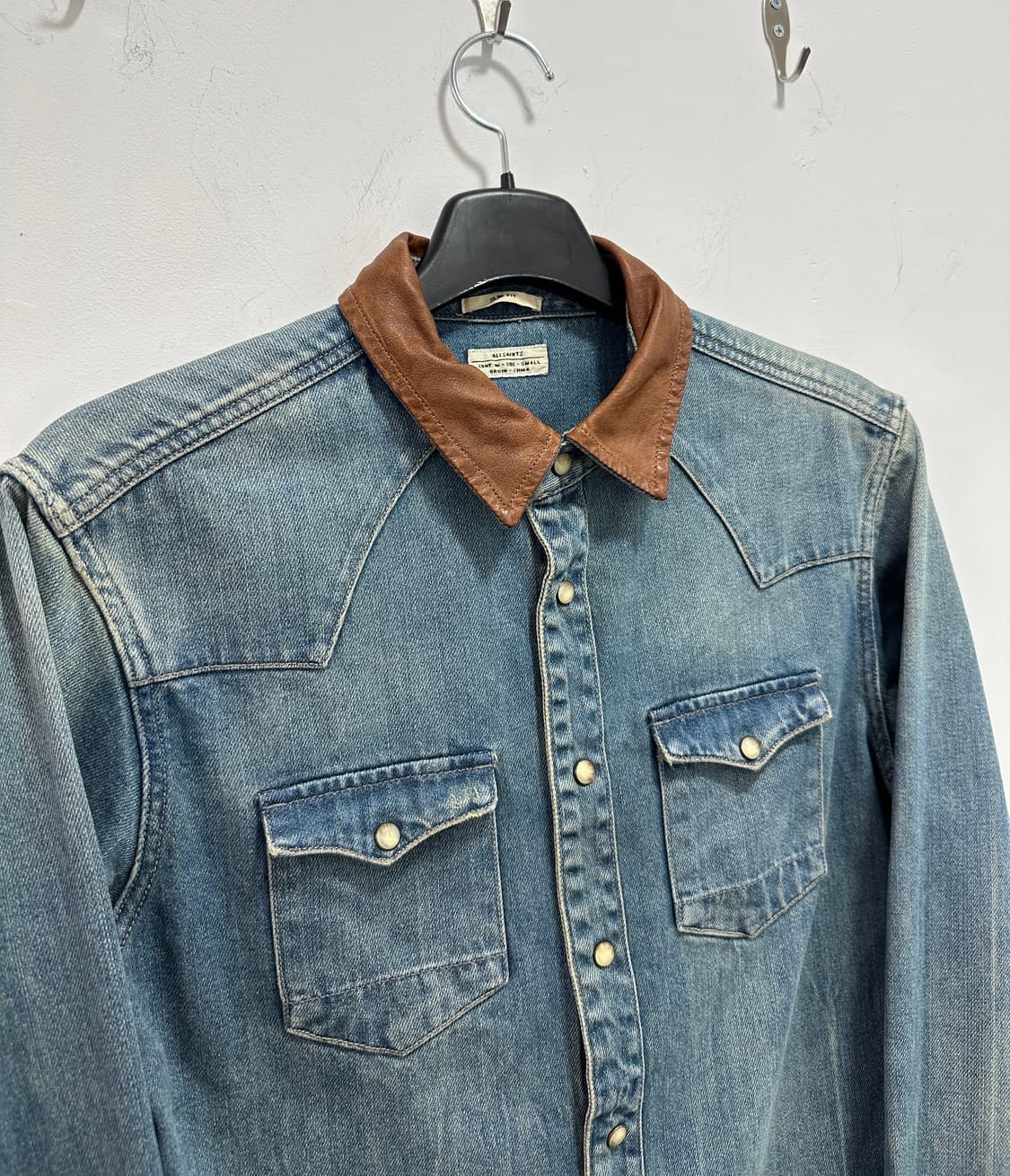All Saints western leather denim shirts 상품이미지5