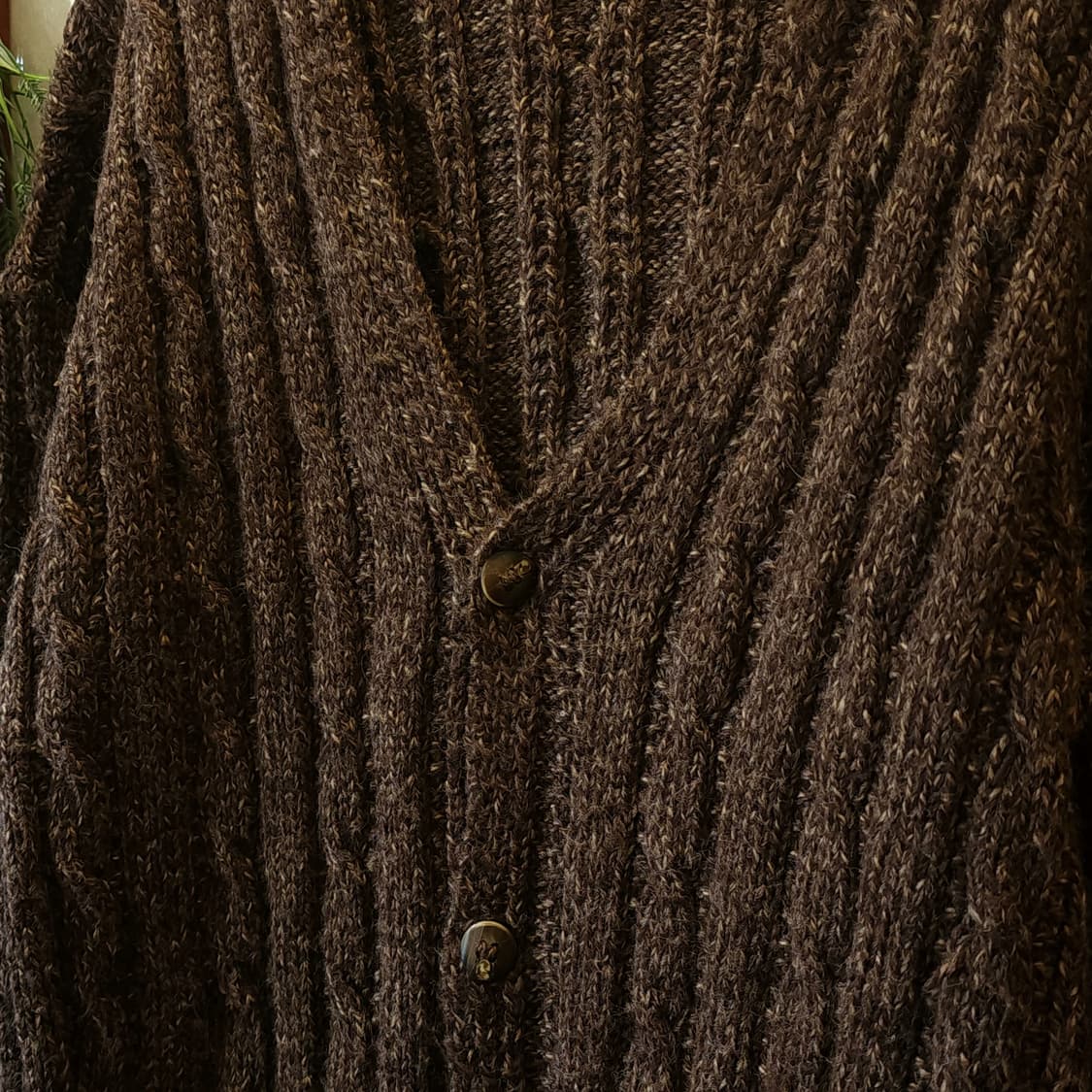 90s 프렌치 헨드메이드 울 가디건 헤비울 스웨터 빈티지 니트 꽈배기 L 상품이미지7