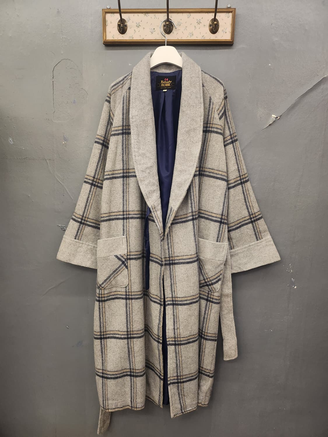 일본빈티지 체크로브가운 상품이미지2