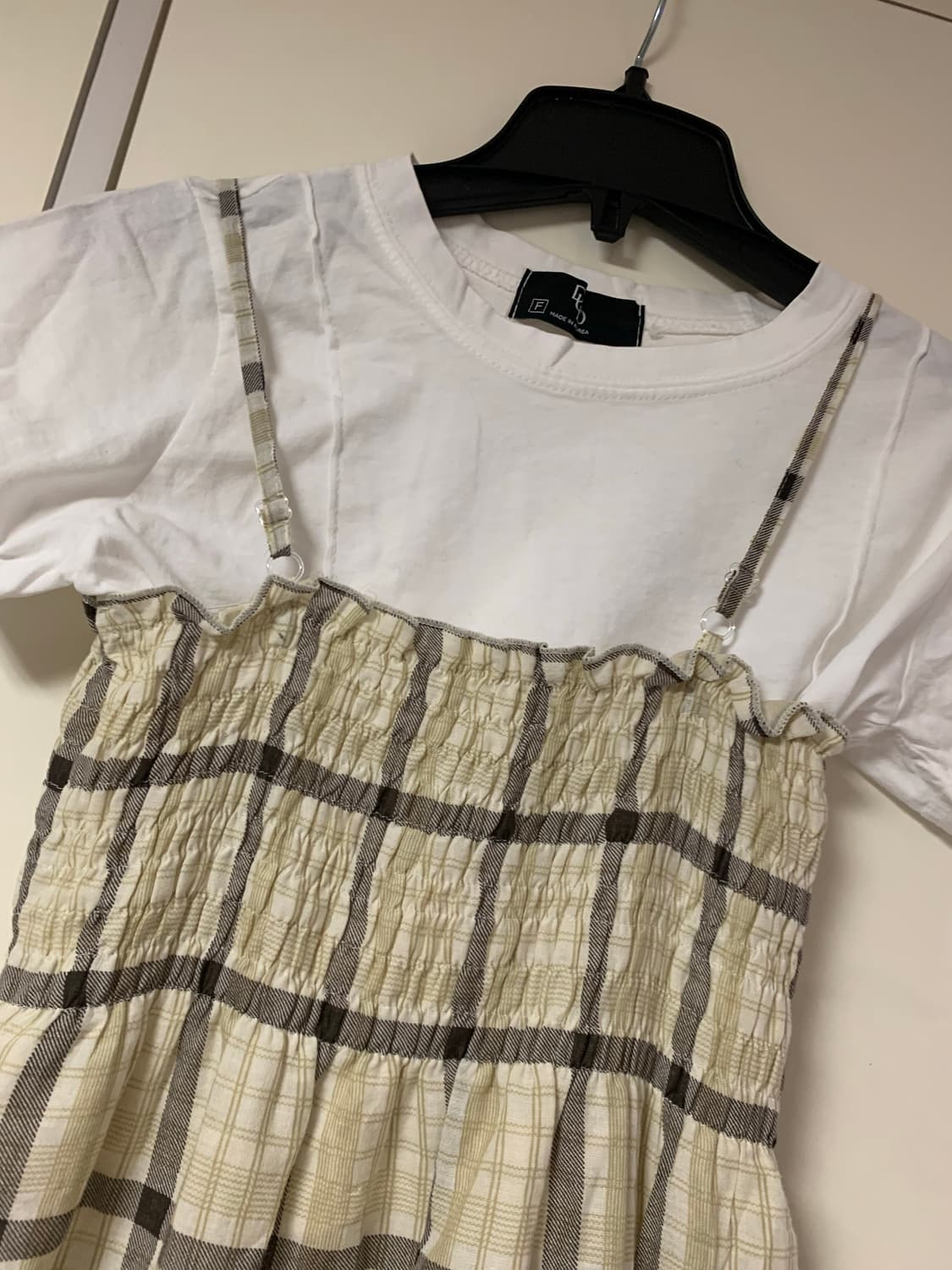 모리걸 하구미 체크 레이어드 롱원피스 상품이미지4