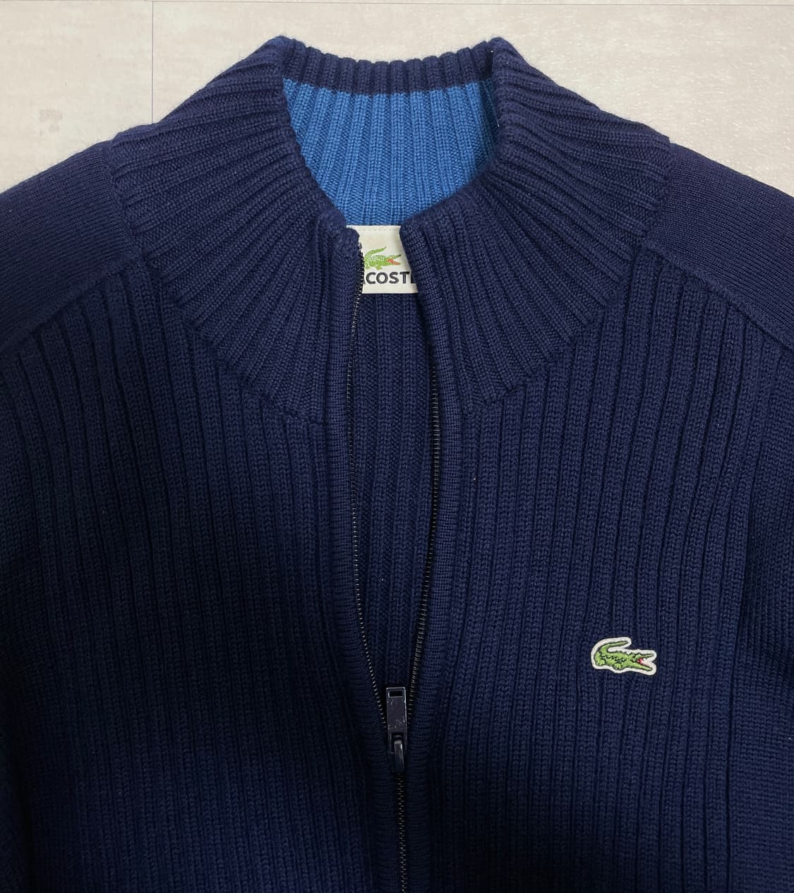 라코스테 네이비 하이넥 울 지퍼 가디건 상품이미지2