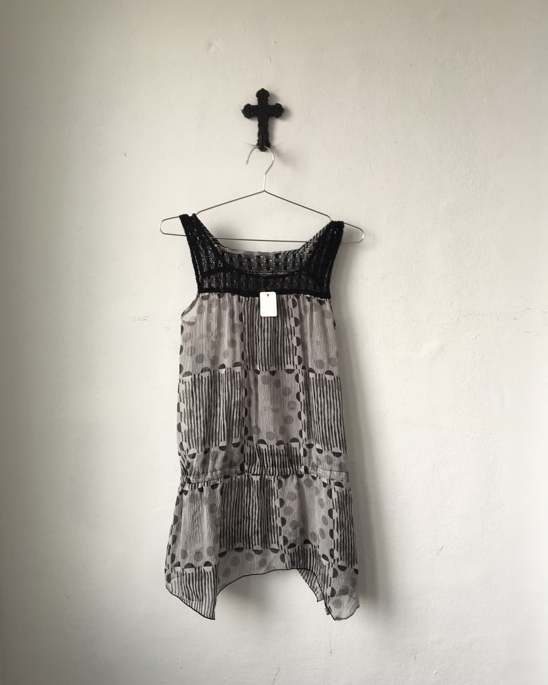 Dot pattern mixed sleeveelss 상품이미지1