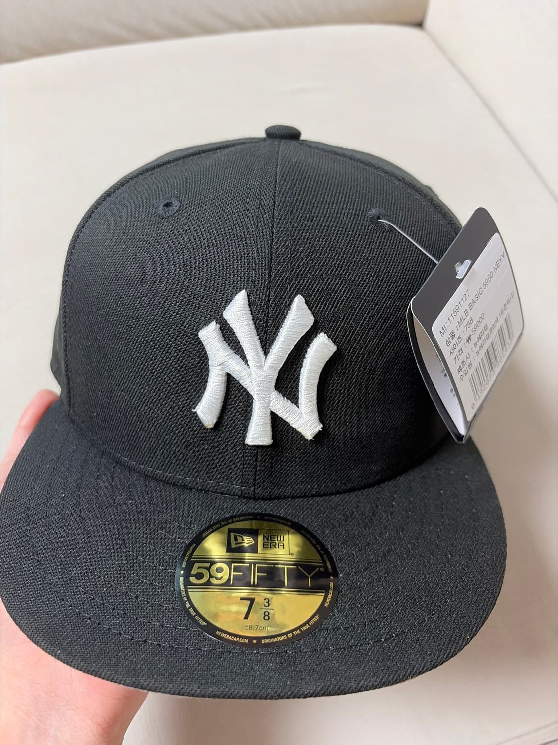 뉴에라 MLB 뉴욕 양키스 베이직 59피프드 캡 블랙 화이트 58.7 상품이미지1