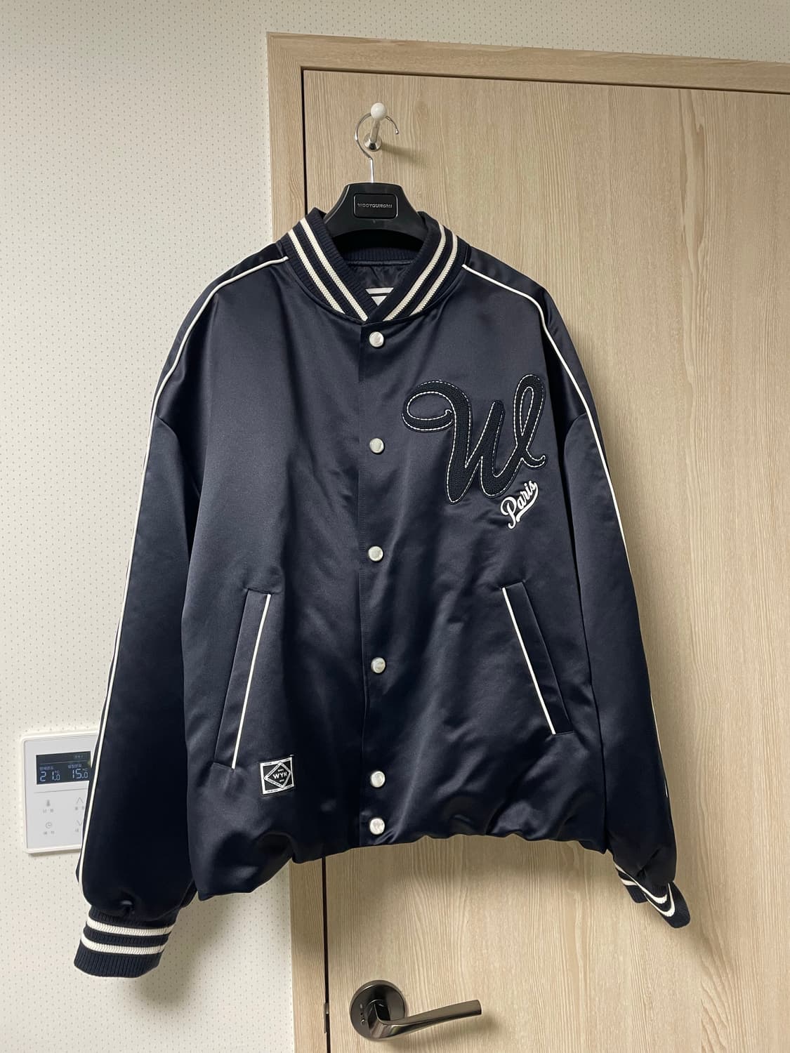 50사이즈 새상품, 우영미 25ss 네이비 자수 바시티 상품이미지1