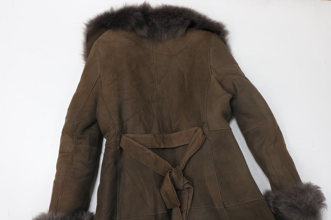 빈티지 브라운 리얼 양털 무스탕 롱 코트 (L) 상품이미지8