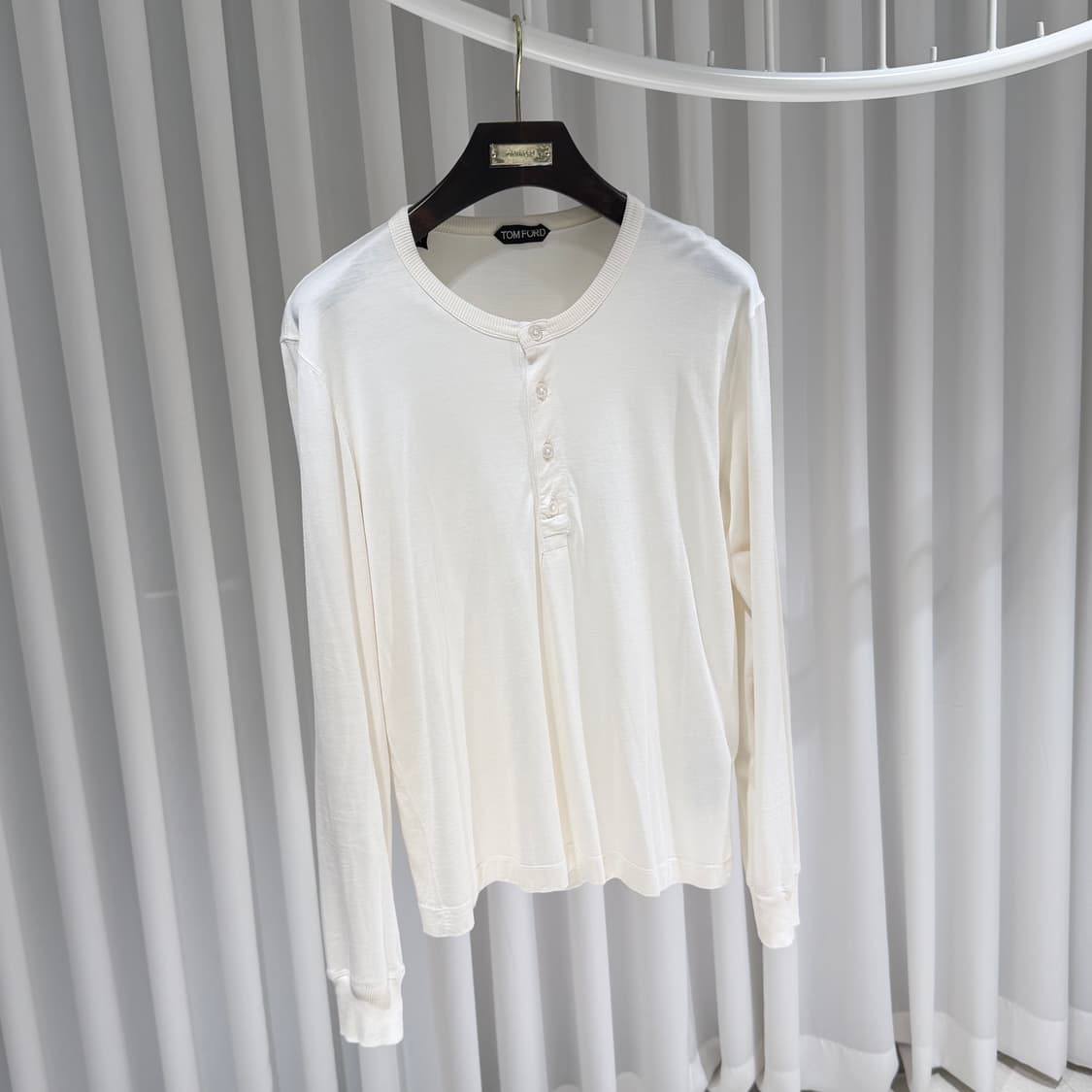 (A+/52) / 톰포드 코튼 블렌드 아이보리 헨리넥 상품이미지3