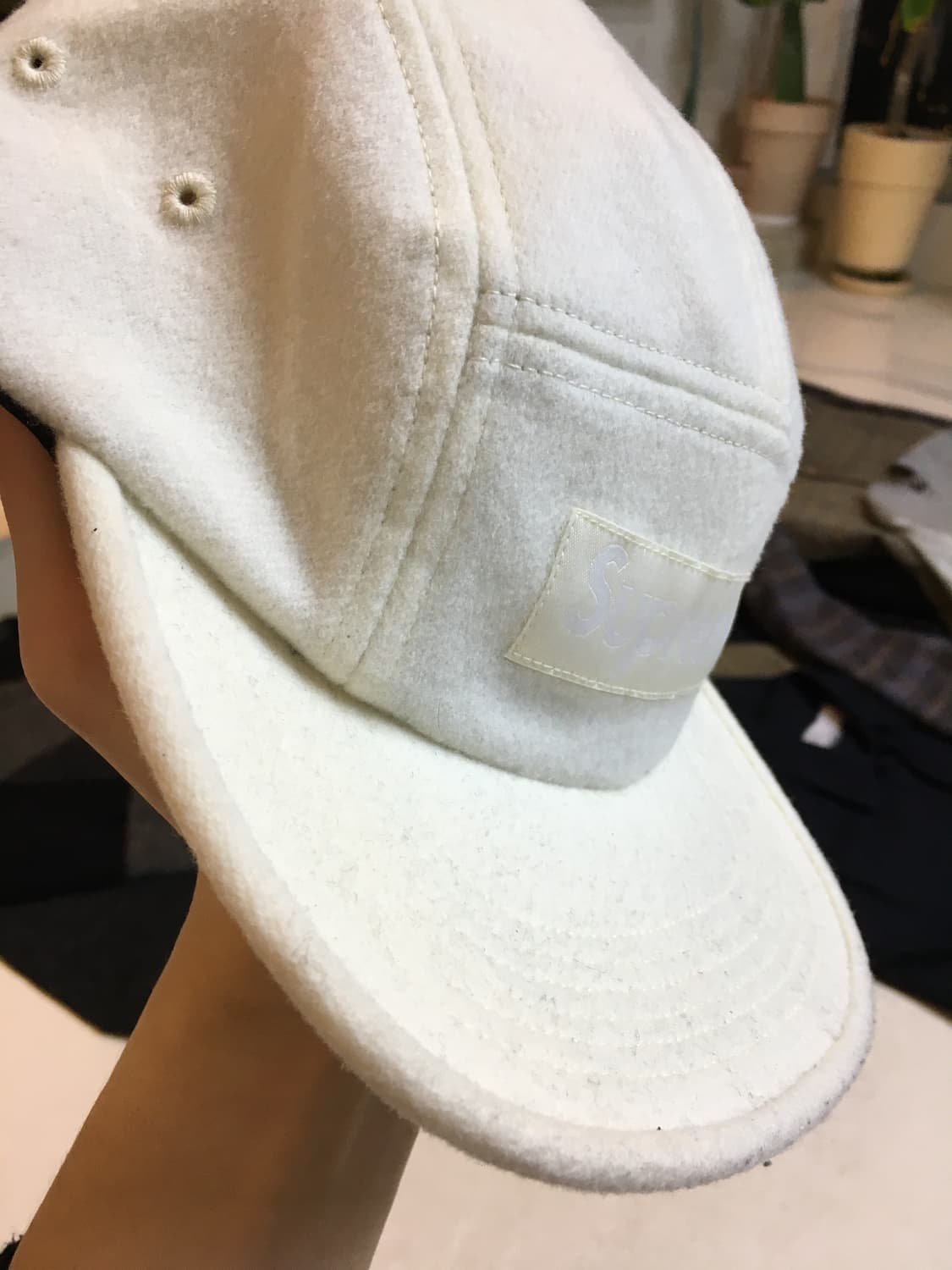 슈프림 화이트 울 캠프캡 상품이미지2