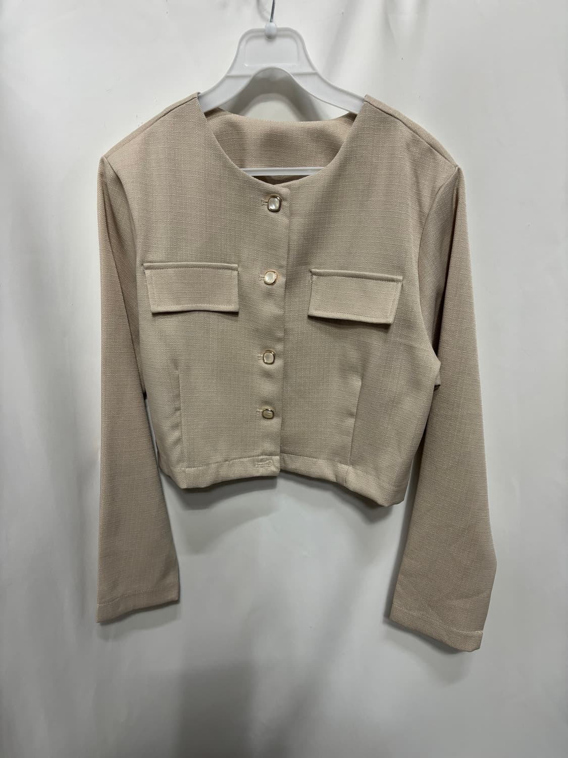 라운드넥 크롭 자켓 캐주얼 세미정장자켓 기본스타일 상품이미지1