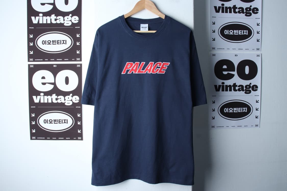 (2XL) 팔라스 반팔 티셔츠 빅사이즈 로고 네이비 스트릿-H33138 상품이미지2