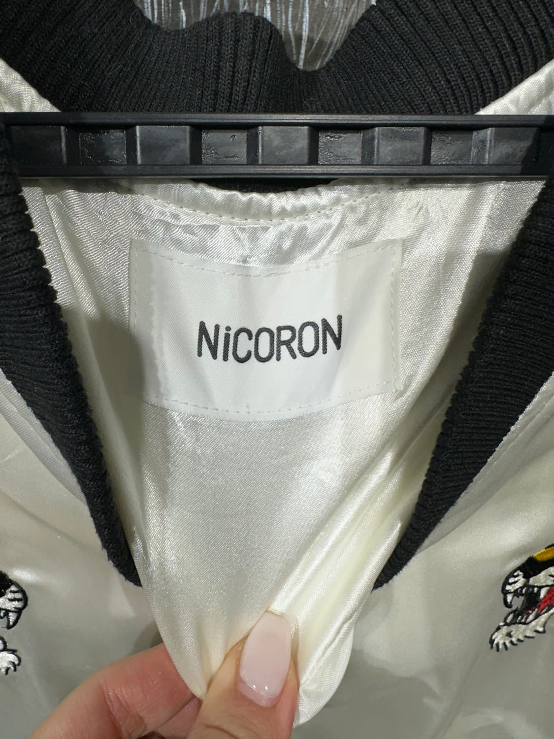 일본빈티지 Nicoron 화이트 블랙 호랑이 크롭 스카잔 상품이미지6