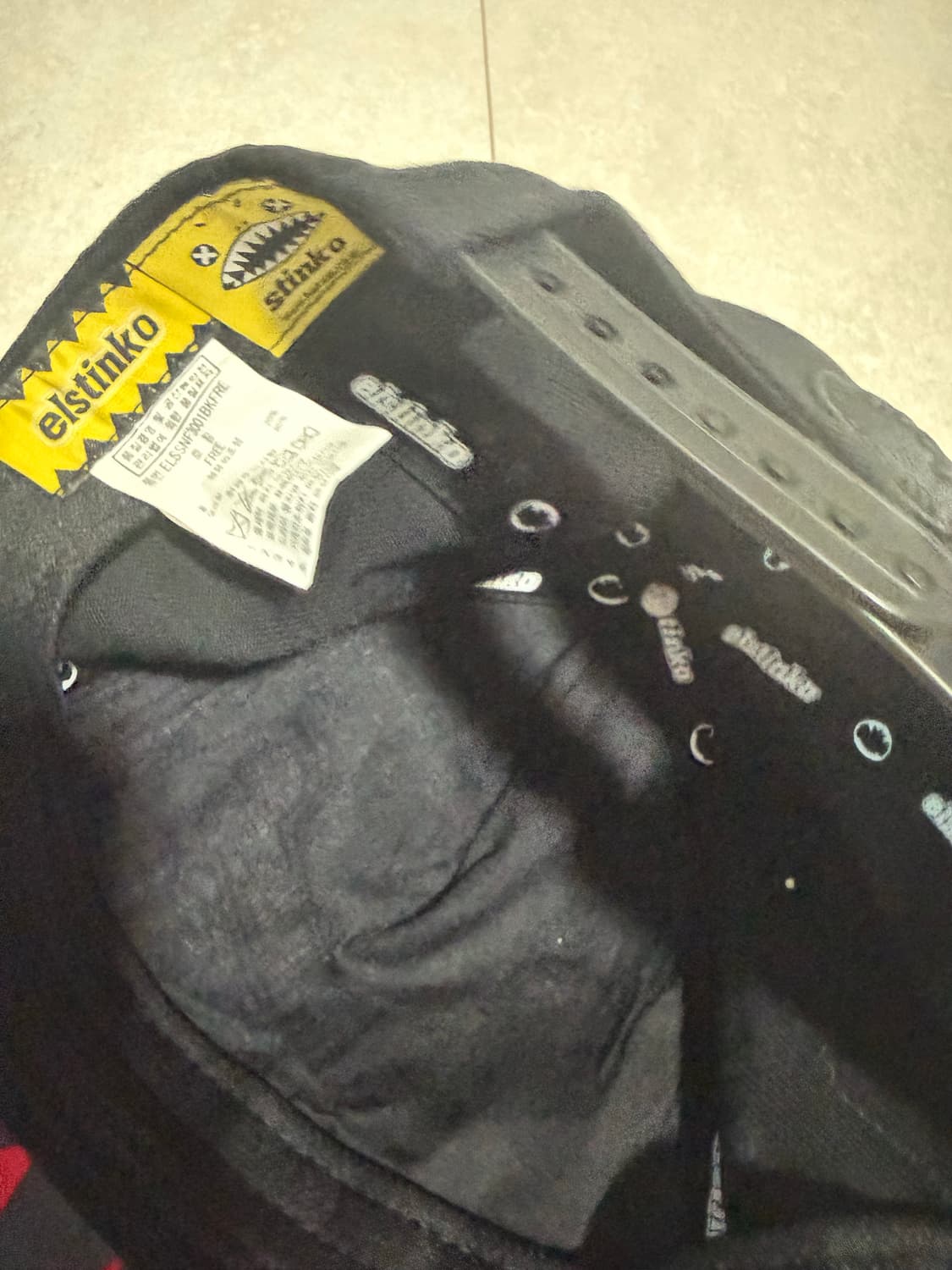 엘스팅코 캡모자 레드 타탄체크 펑크 빈티지 뼈다귀 상품이미지5