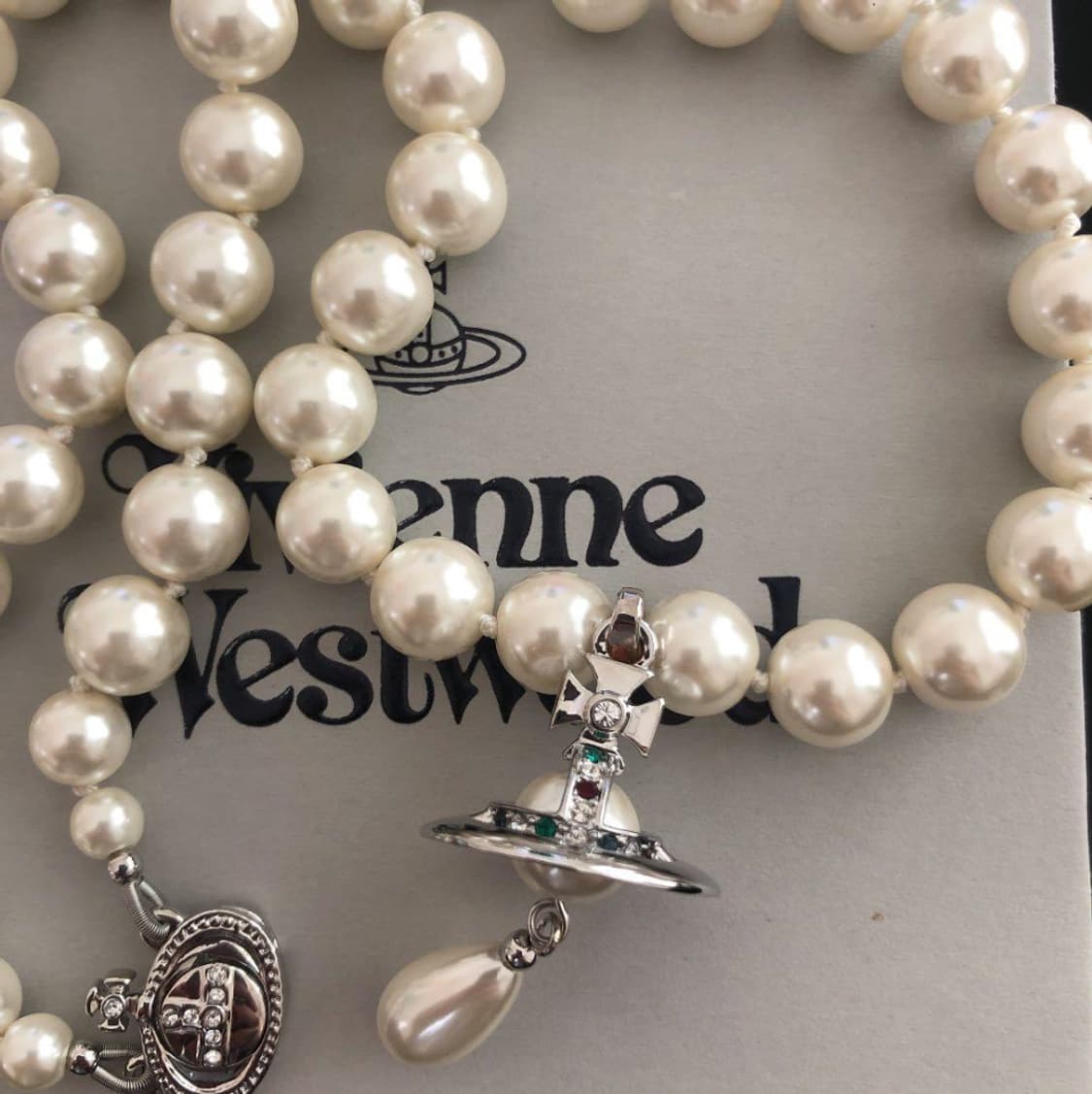 비비안웨스트우드 진주 펄 레인드랍 orb 팬던트 초커 목걸이 상품이미지2