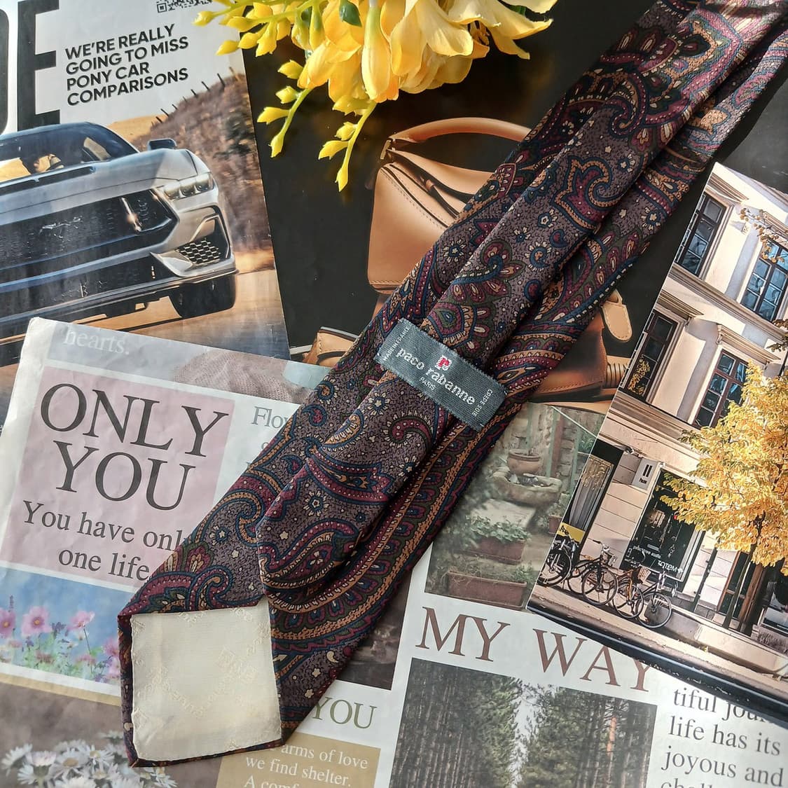 파코라반 실크 브라운 페이즐리 넥타이 8.1cm A+등급 A18959
 상품이미지4