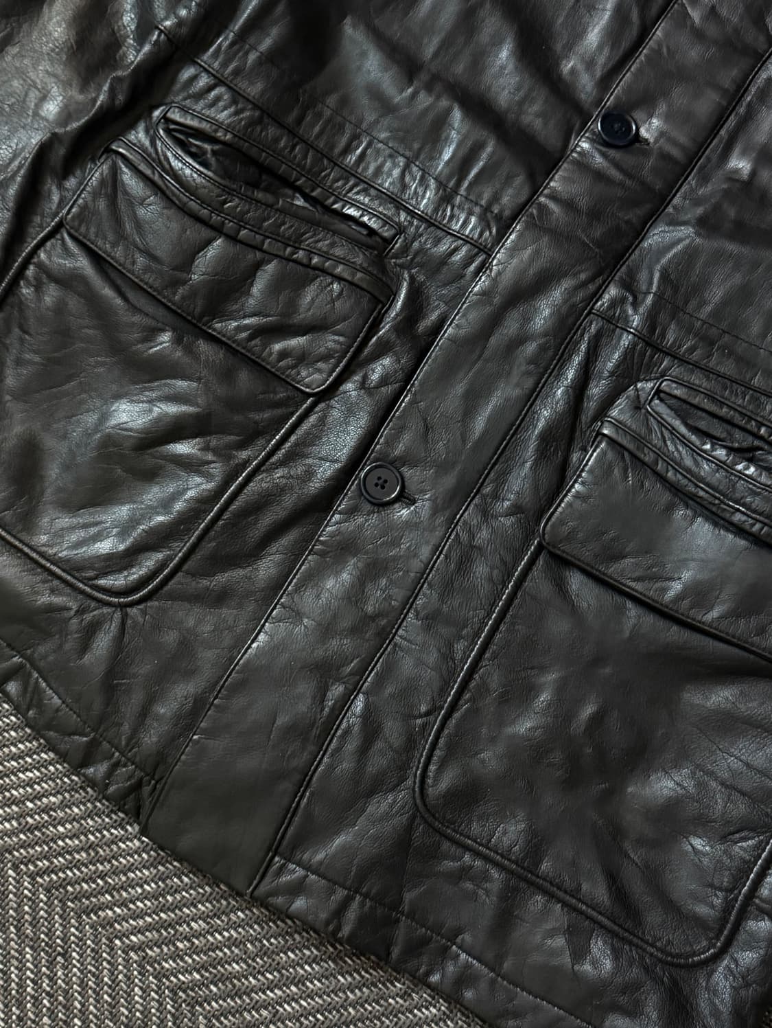 90s STRATDONAR 소가죽 빈티지 레더 필드 코트 (105) 상품이미지8