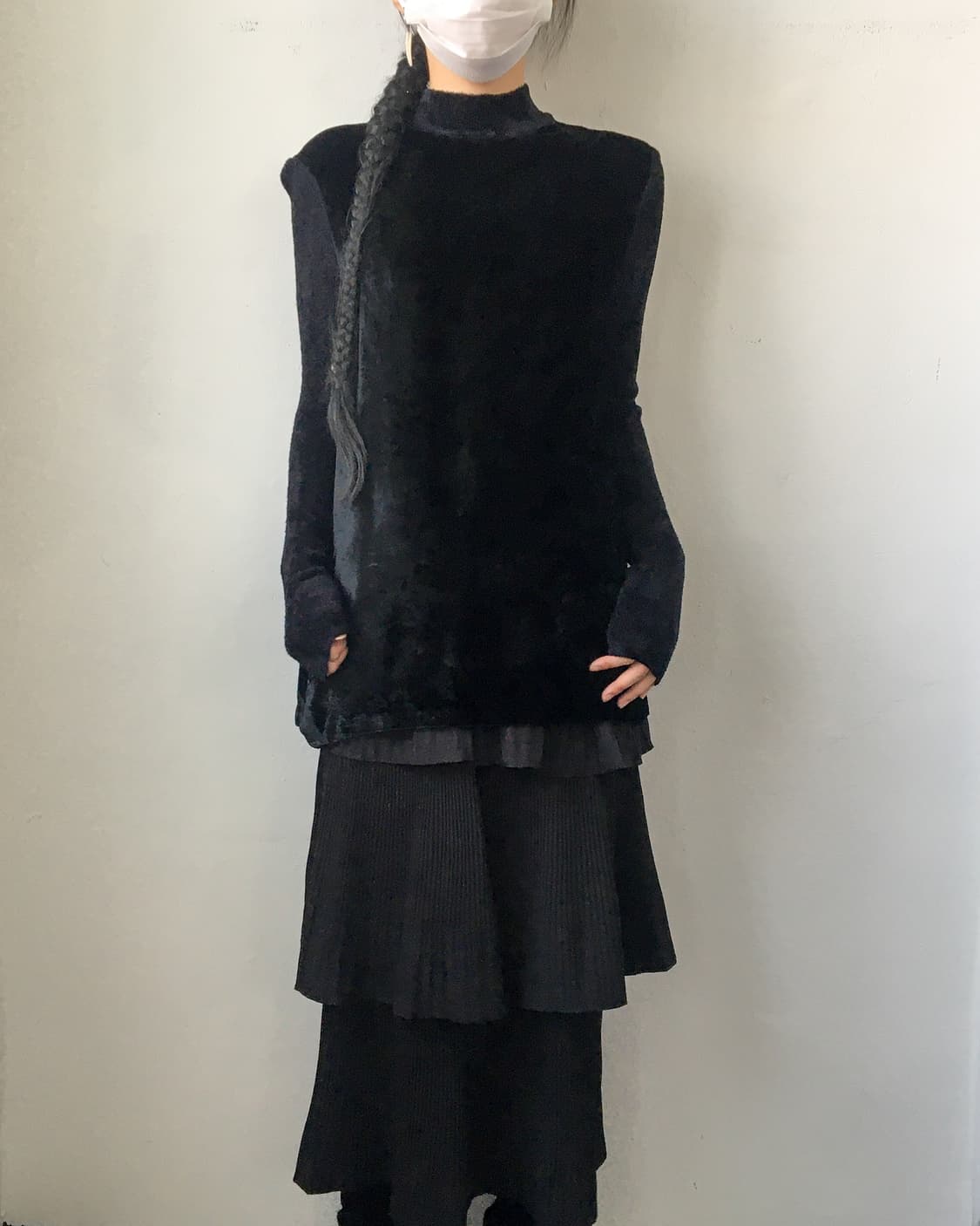 Velvet high neck sleeve 상품이미지1