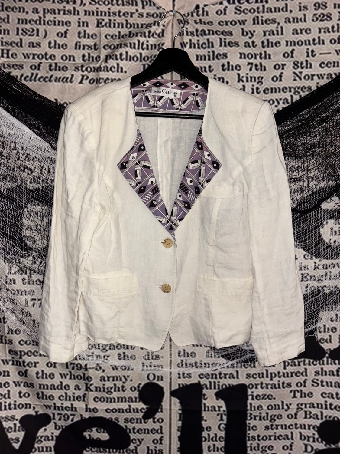 Padded Shoulder Linen Jacket 상품이미지1