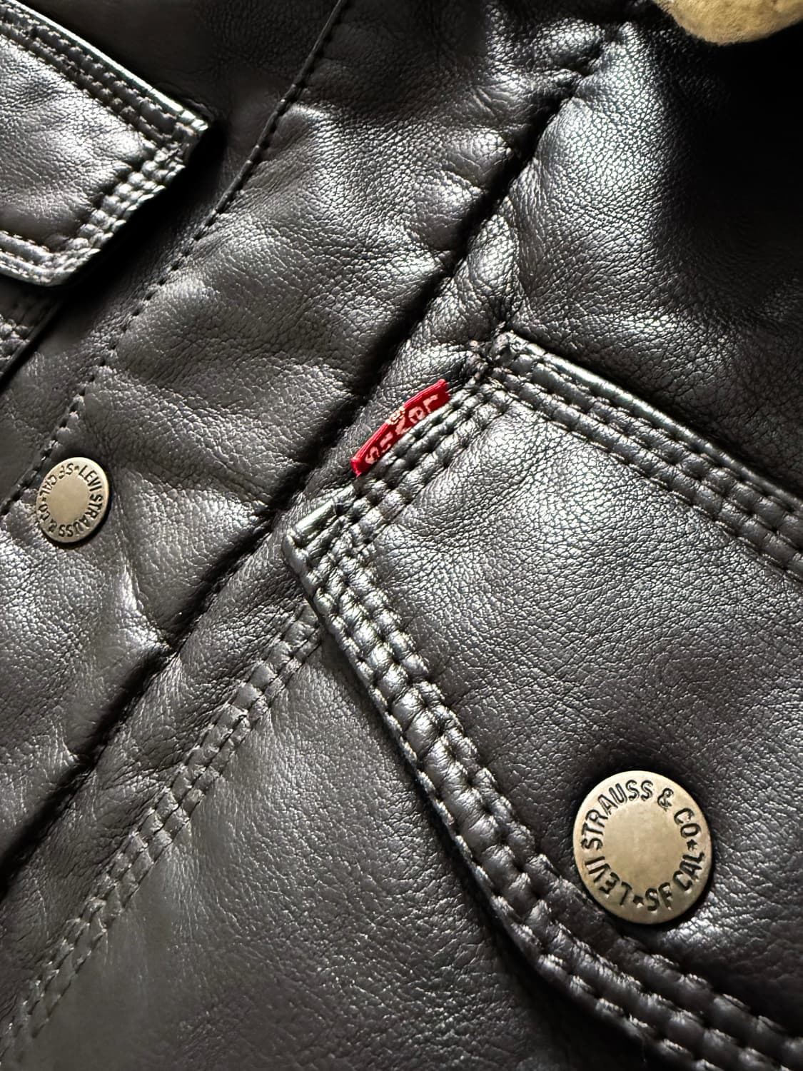 Levis Leather Sherpa Trucker Jacket 상품이미지4