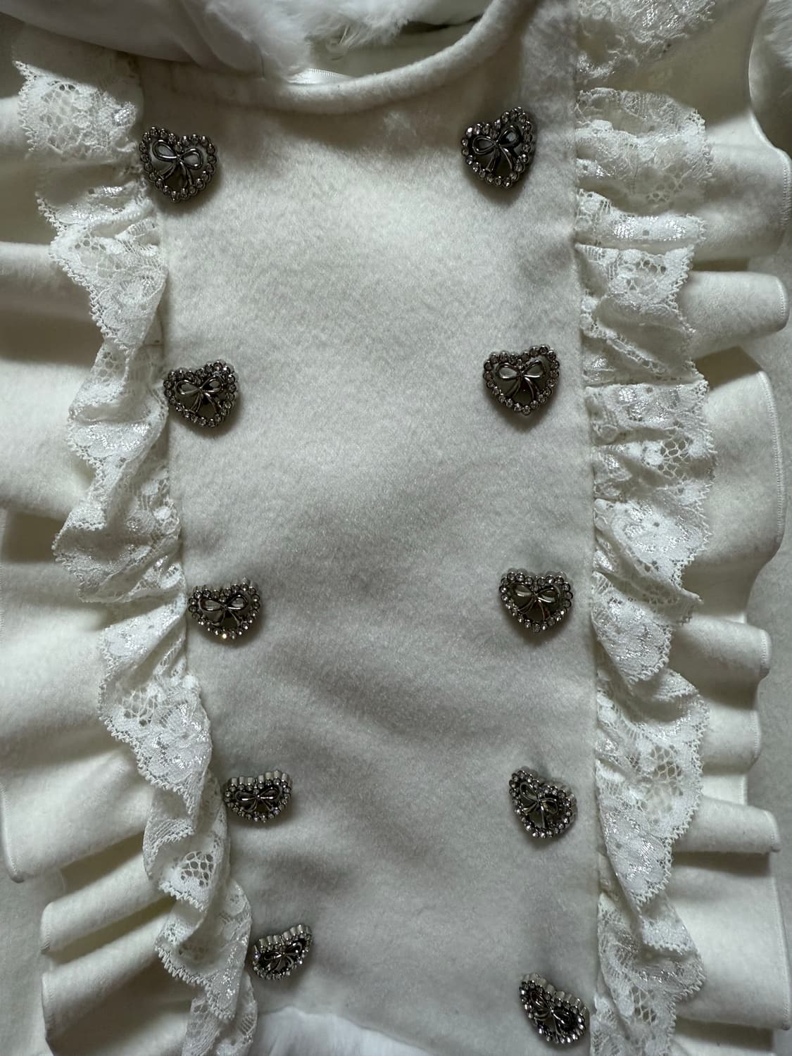 디어마이러브 디마럽 화이트 퍼 케이프 판쵸 하트 큐빅 stc 진리 핑크 상품이미지8