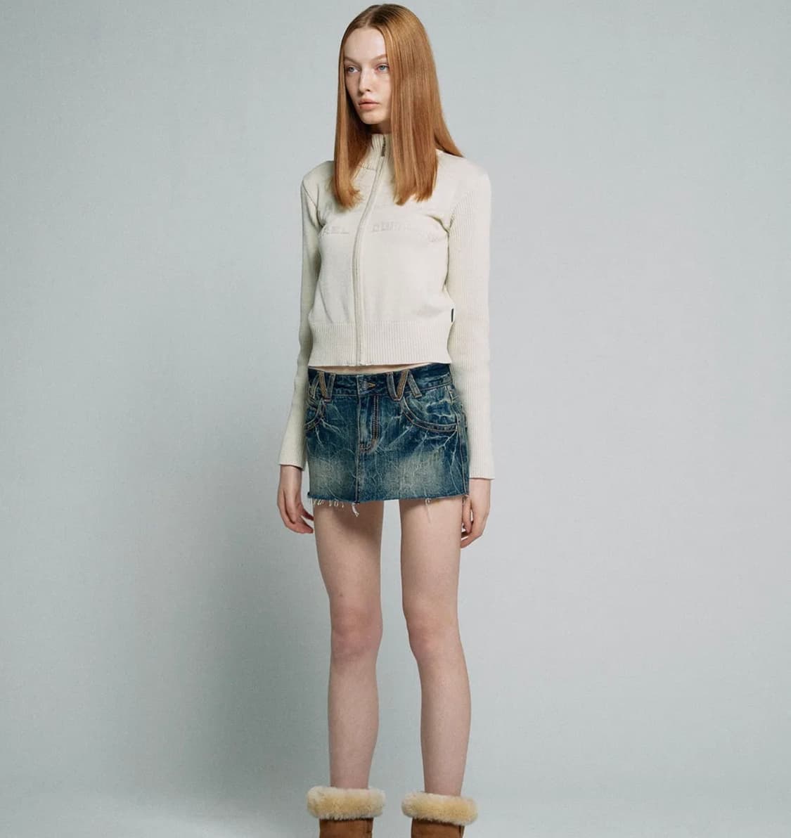 스컬프터 클래식 로고 니트 집업 상품이미지3