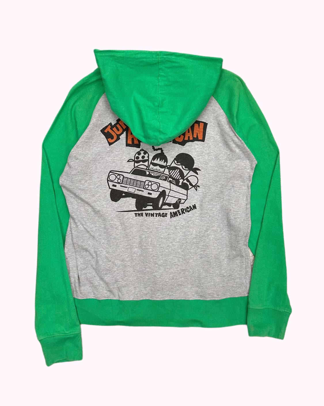 green raglan printing hood zip-up 상품이미지4