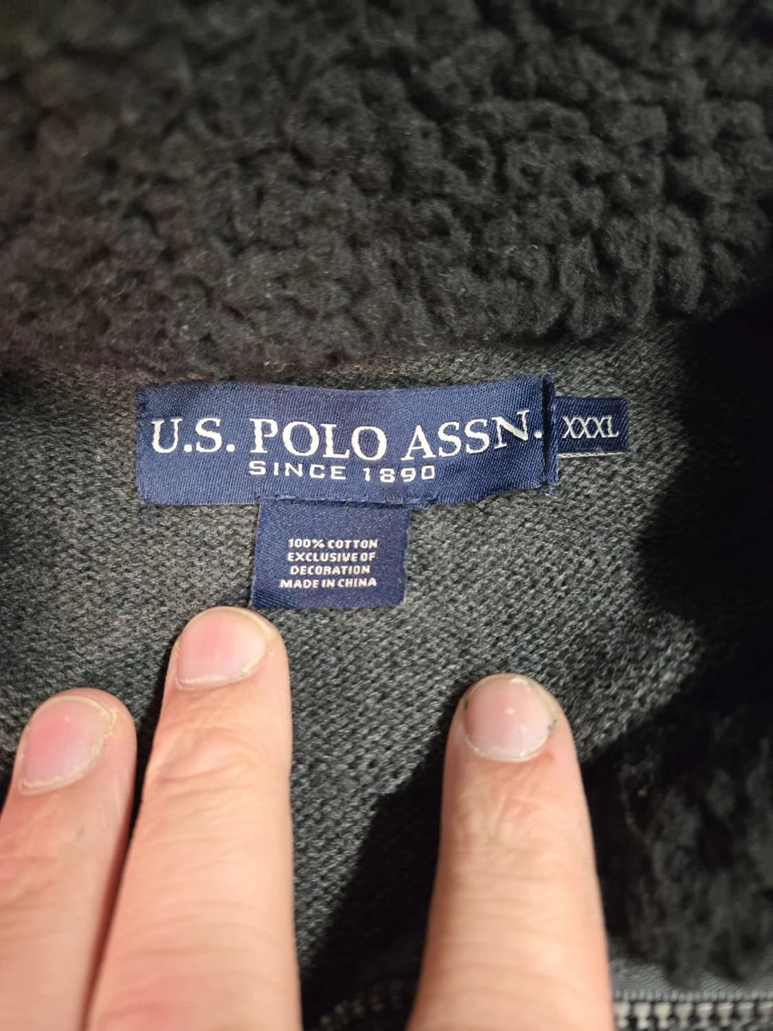 US 폴로 그레이 코튼 하프 집업 니트 스웨터  상품이미지3