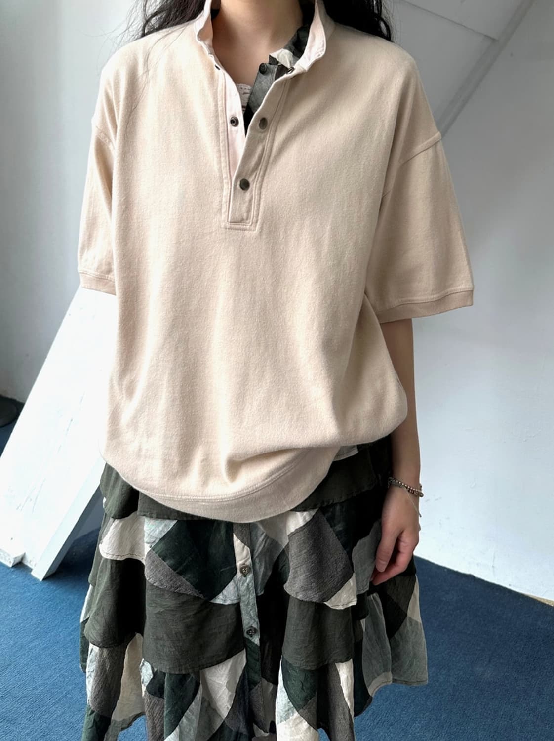 Cotton linen shirred panel design onepie 상품이미지10