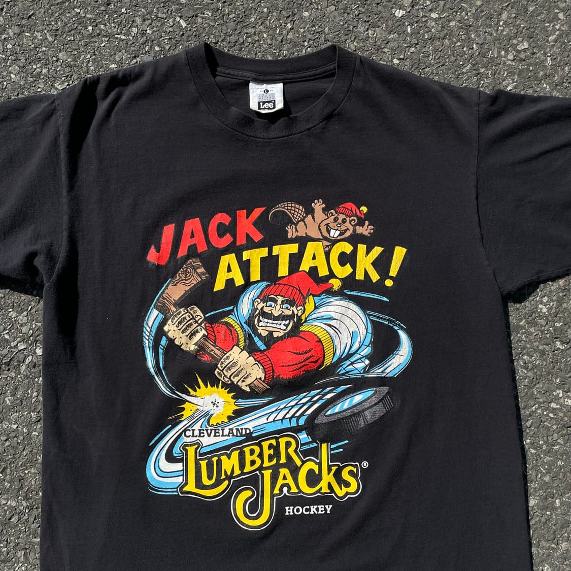 90‘s 미국 제조 Lee 빈티지 블랙 프린팅 반팔티 상품이미지3