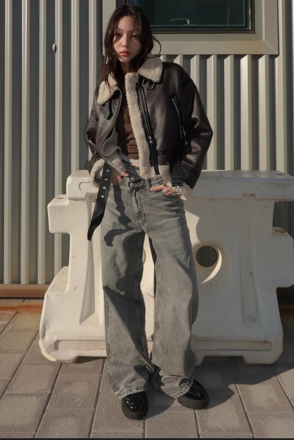 쇼트 더블 페이스드 점퍼 무스탕 상품이미지2