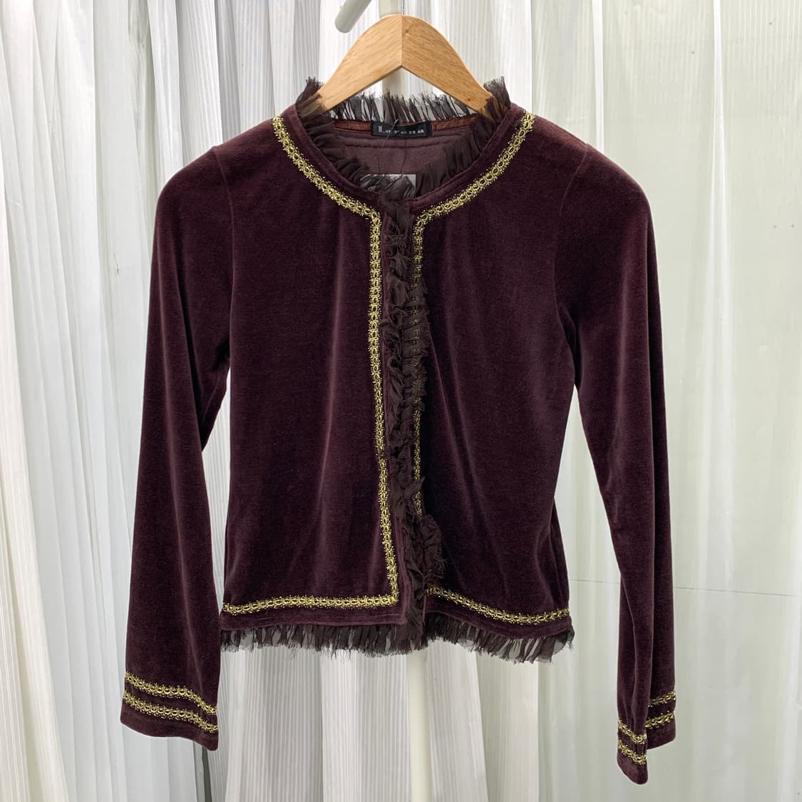 일본 빈티지 Larena 골드 테이핑 벨벳 가디건 1694 상품이미지1