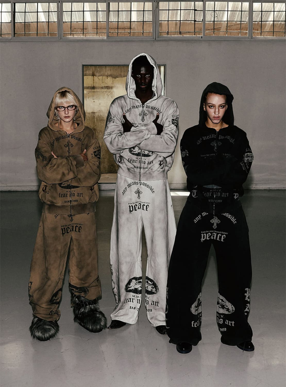 배드블러드 PEACE NOT WAR 조거 팬츠 바지 더스티베이지 M 상품이미지3