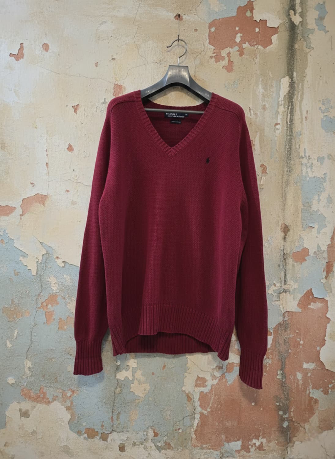 폴로 랄프로렌 남성 브이넥 니트 105 버건디 상품이미지1
