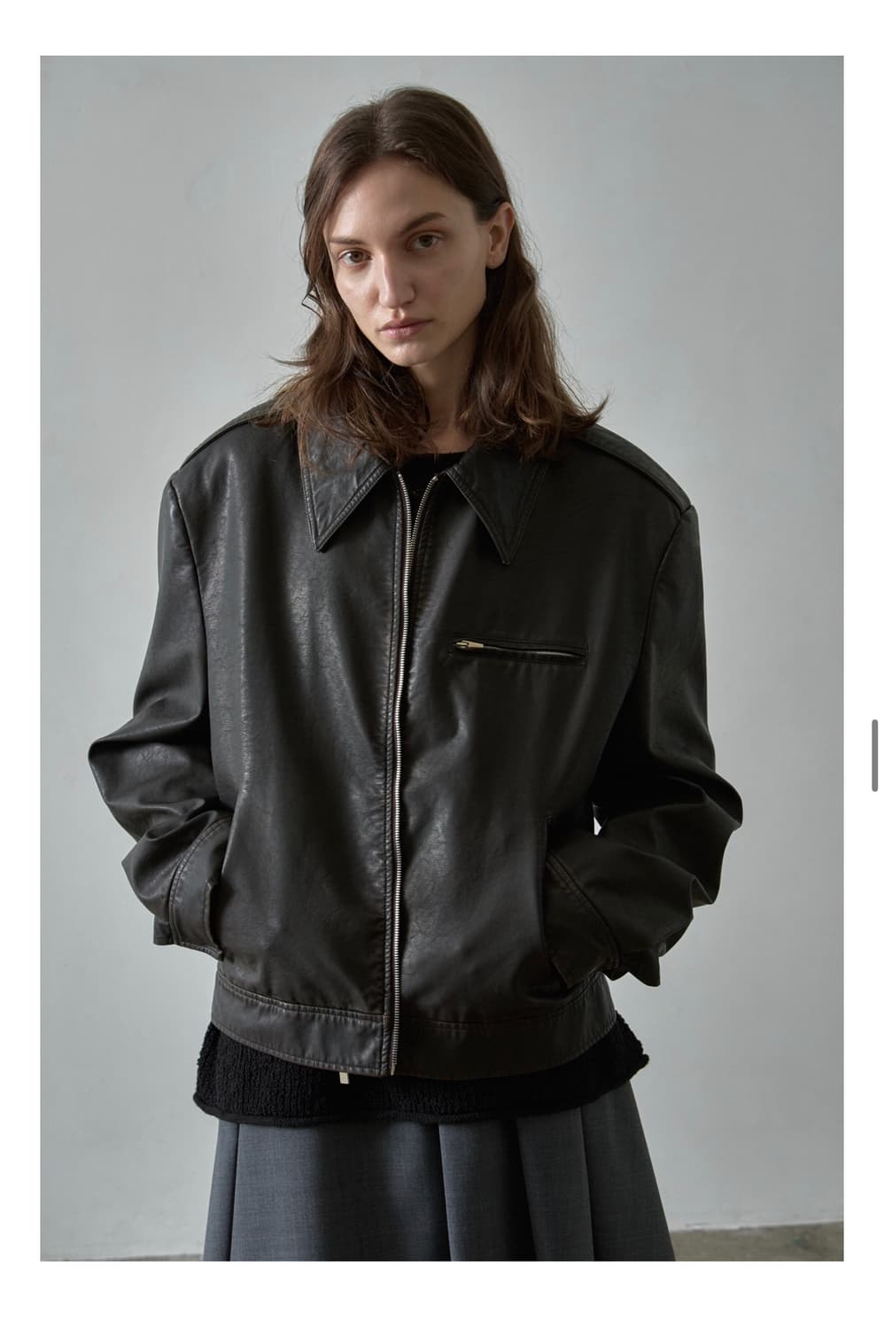 파사드패턴 빈티지레더재킷 다크브라운 M 상품이미지2