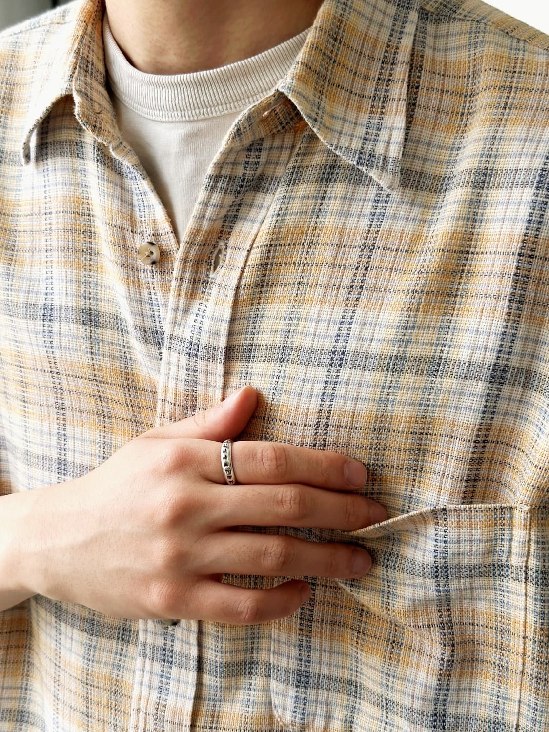 Natural cotton woven fabric H/S shirt 상품이미지7