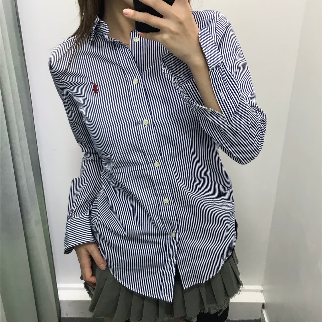 폴로 블루 화이트 레드포니 스트라이프 셔츠 상품이미지2