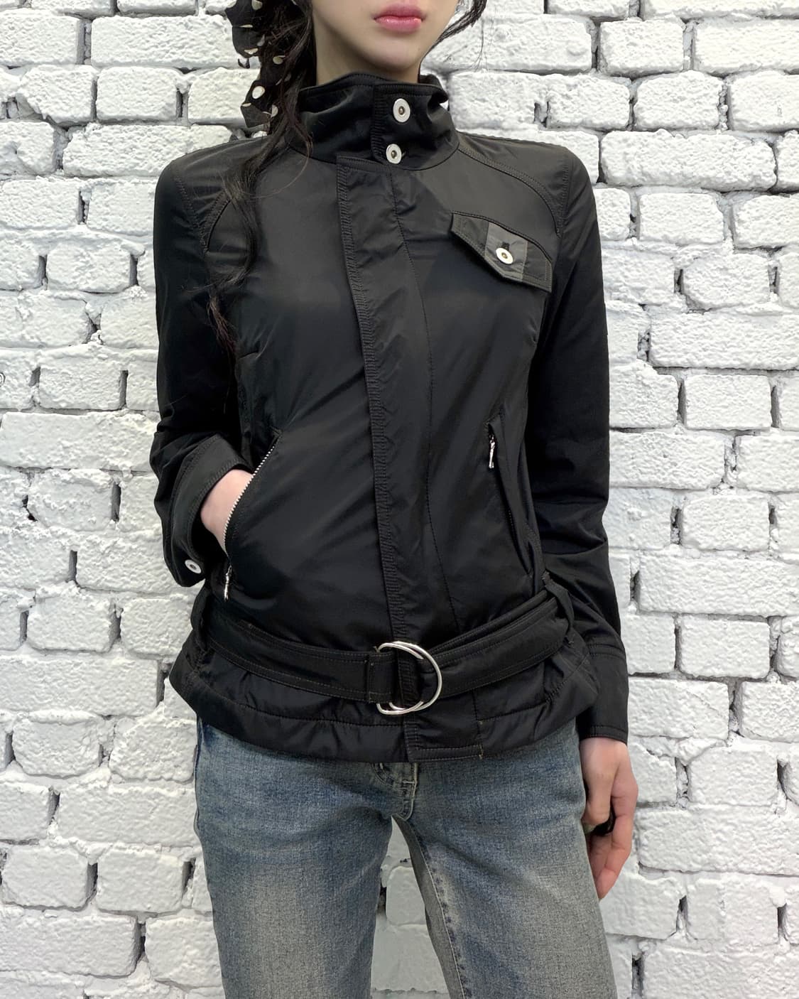 Belted High Neck Zip Jacket 상품이미지2