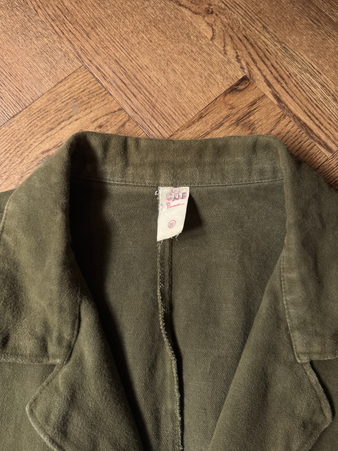 [2XL]90's 빈티지 페이딩 몰스킨 베드포드 타입 프렌치 워크 자켓 상품이미지2