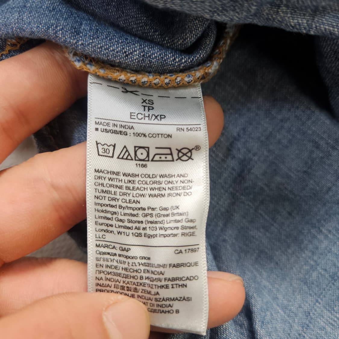 XS 갭 여성 데님 반 버튼업 셔츠 0401Y 상품이미지4