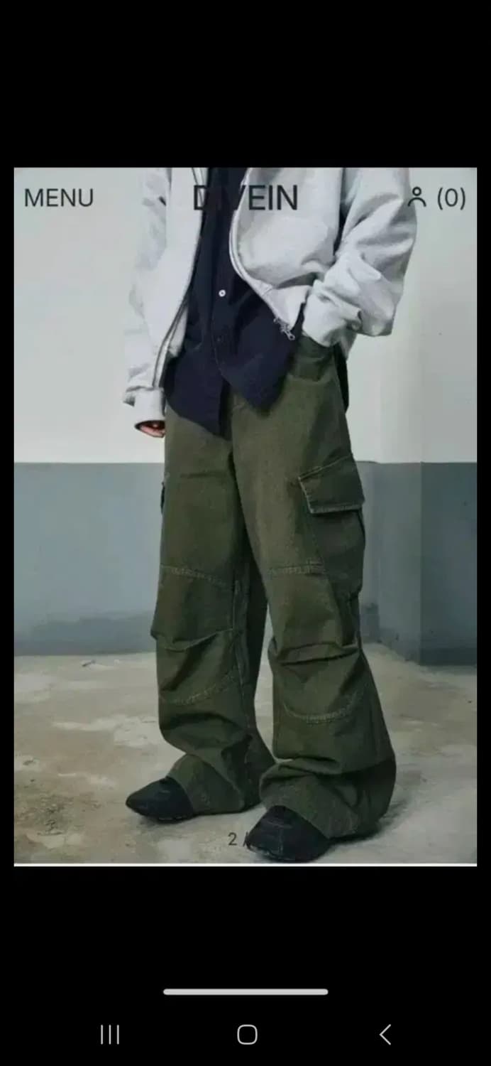 새상품)다이브인 워시드 베른카고팬츠 카키 상품이미지1