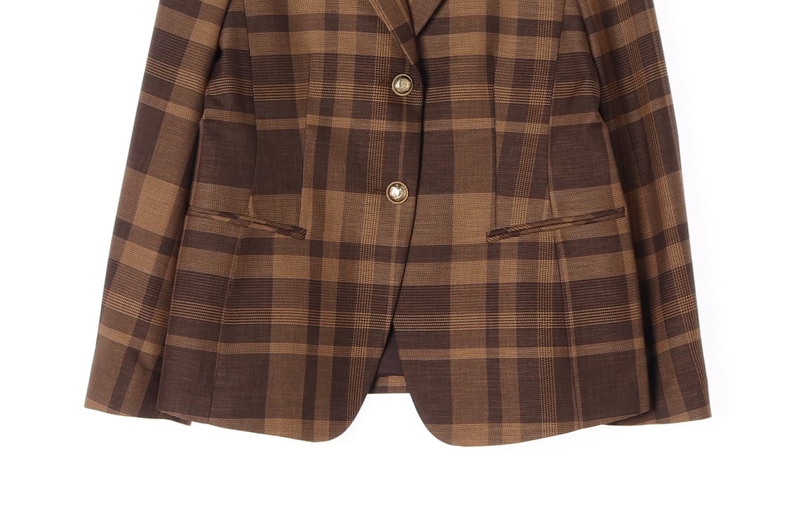 [M]타임 브라운 체크 울 블레이저 싱글브레스티드재킷
 상품이미지3