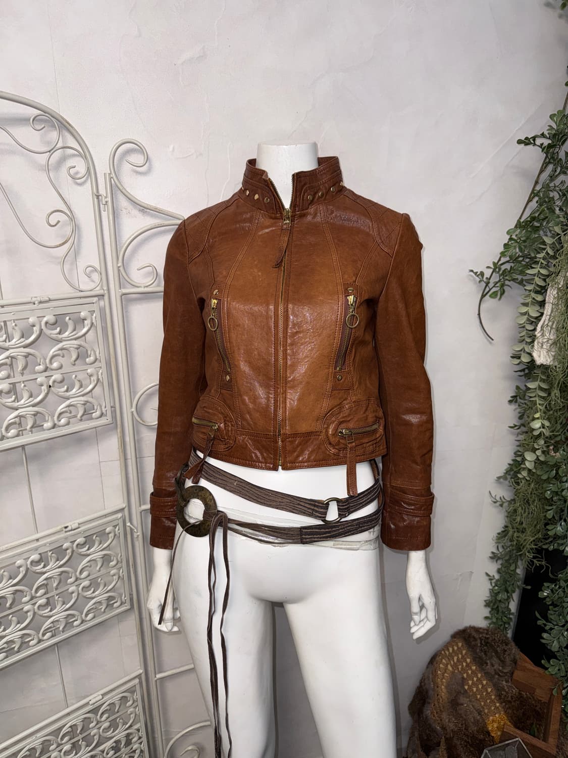 Egoist brown lamb skin line zipper jk 상품이미지6