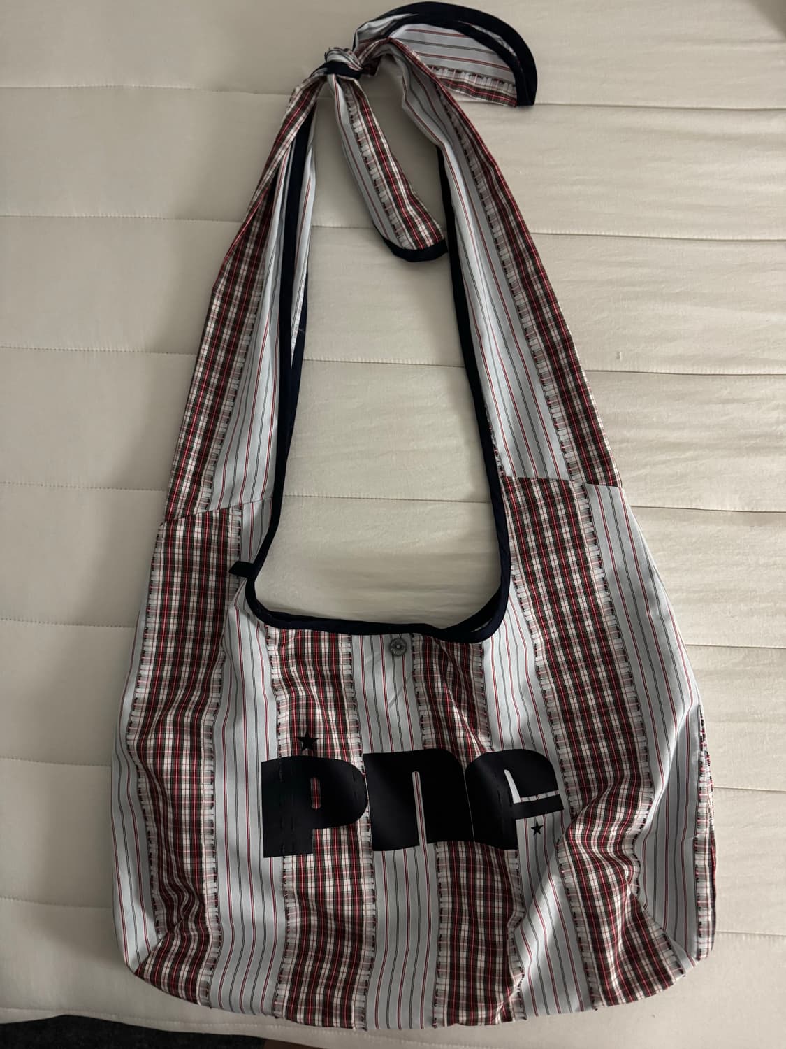 플리즈노팔로우 스타 체커드 숄더백 상품이미지1
