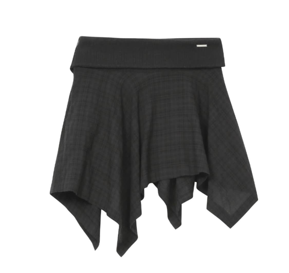미세키서울 언발란스 레이어드 스커트 체크 2 사이즈 상품이미지2