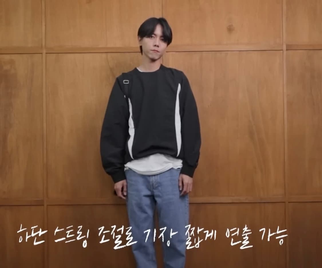 [M] 주우재 착용 팬암 져니 우븐 크루 3506 블랙 상품이미지4