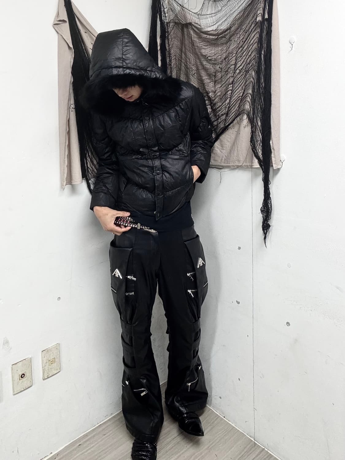 Black Fur Hoodie Black Padding 상품이미지3