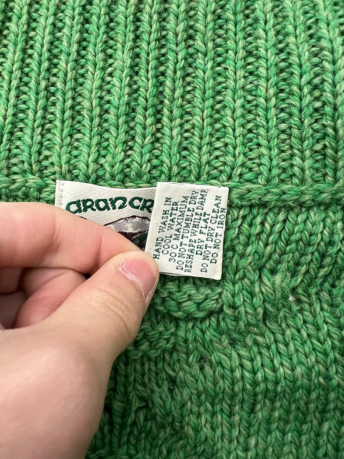 아란크래프트 믹스 그린 케이블 메리노 울 니트 가디건 상품이미지8
