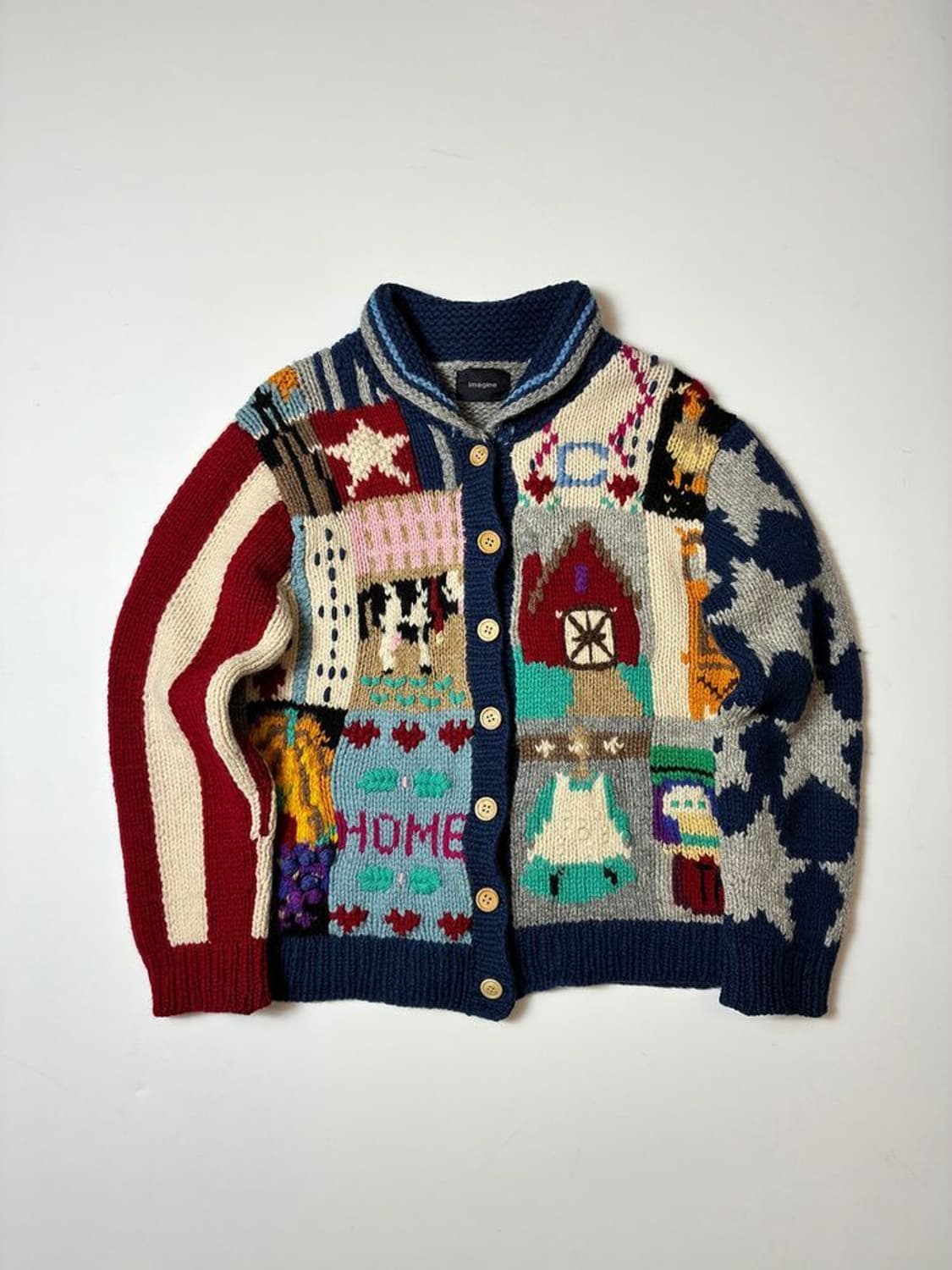 IMAGINE 80's 핸드메이드 멀티 니트 가디건 PN8543 상품이미지1